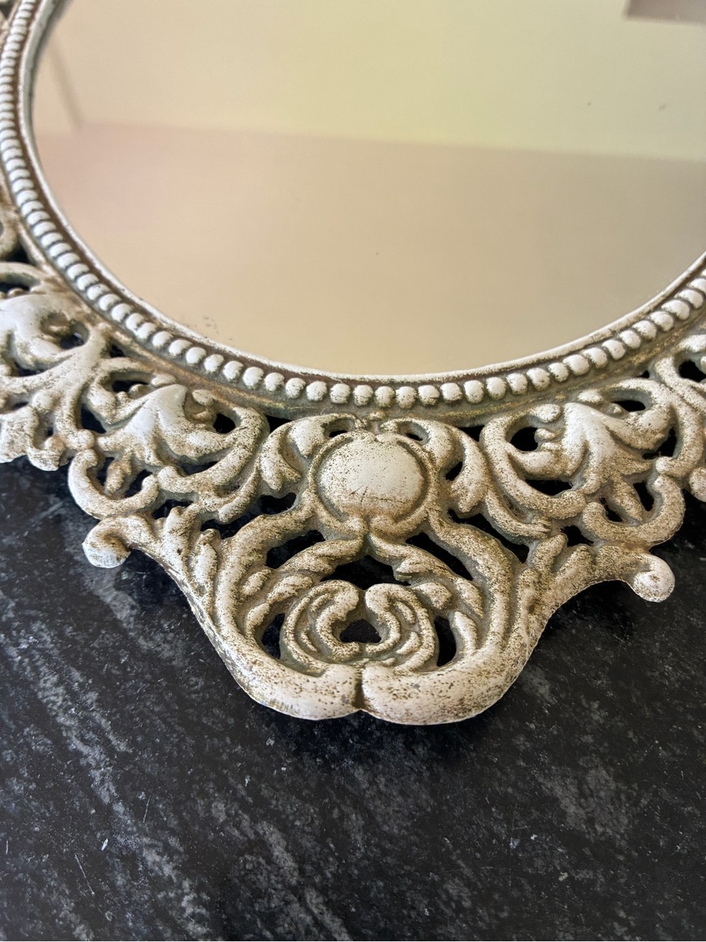 Vintage Emig Cast Metal Oval Wall Mirror #1264 Ornate Rococo Scrollwork - Picture 3 of 9